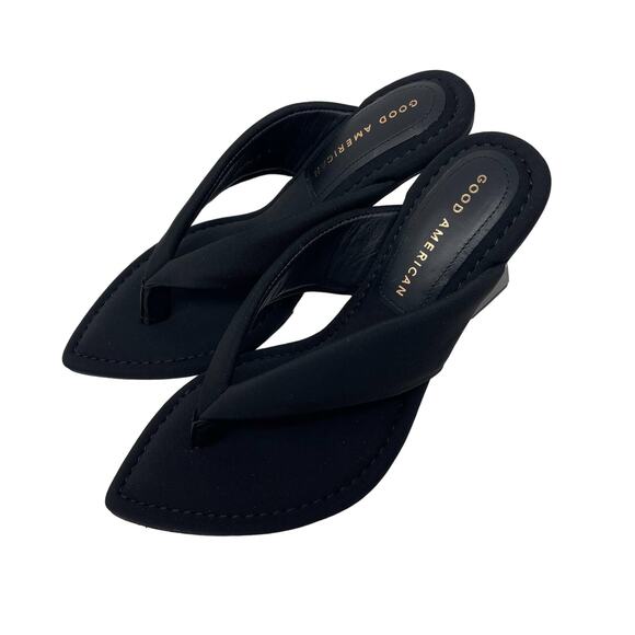 Good American Clear Wedge Sandals Size 6 Neoprene GA077N-X - Picture 2 of 5